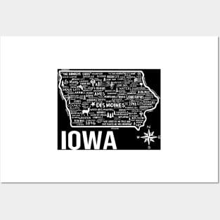 Iowa Map Posters and Art